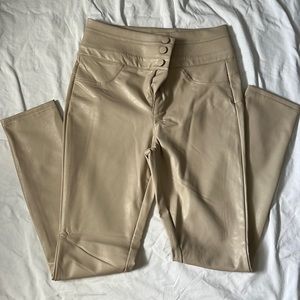 Fashion Nova faux leather beige pants sz medium